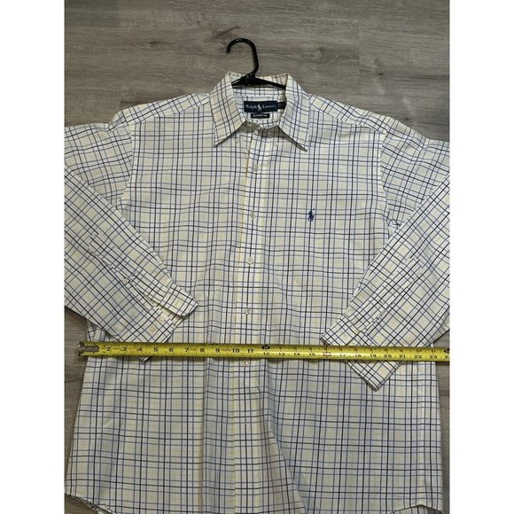 Ralph Lauren Shirt Mens 16 34-35 Classic Fit Button Down White Check Long Sleeve - Picture 4 of 6